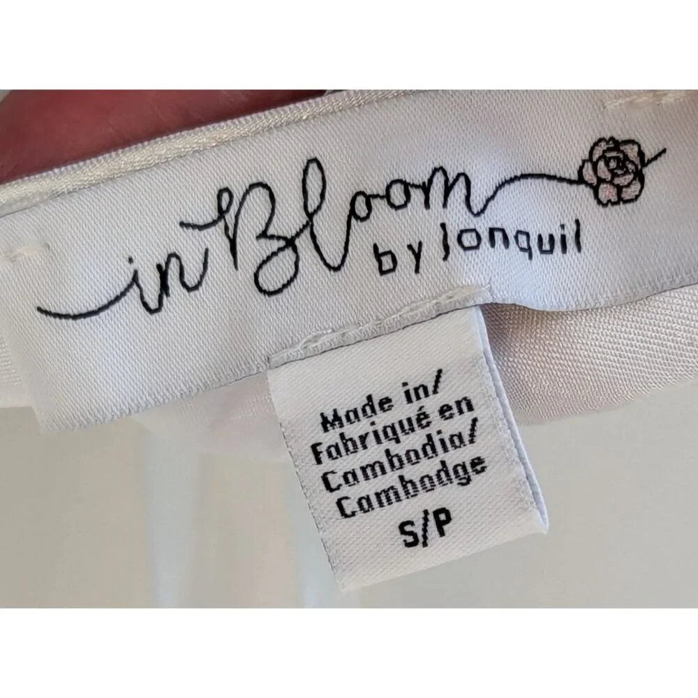 In Bloom by Jonquil sz S Hope Faux Feather Trim Satin Chemise Intimate Feminine - Picture 8 of 15